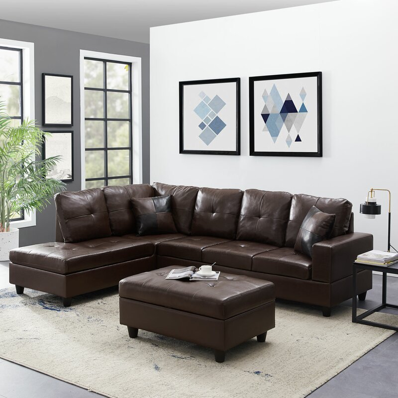 Latitude Run® Carveth 102'' Faux Leather Sofa & Chaise